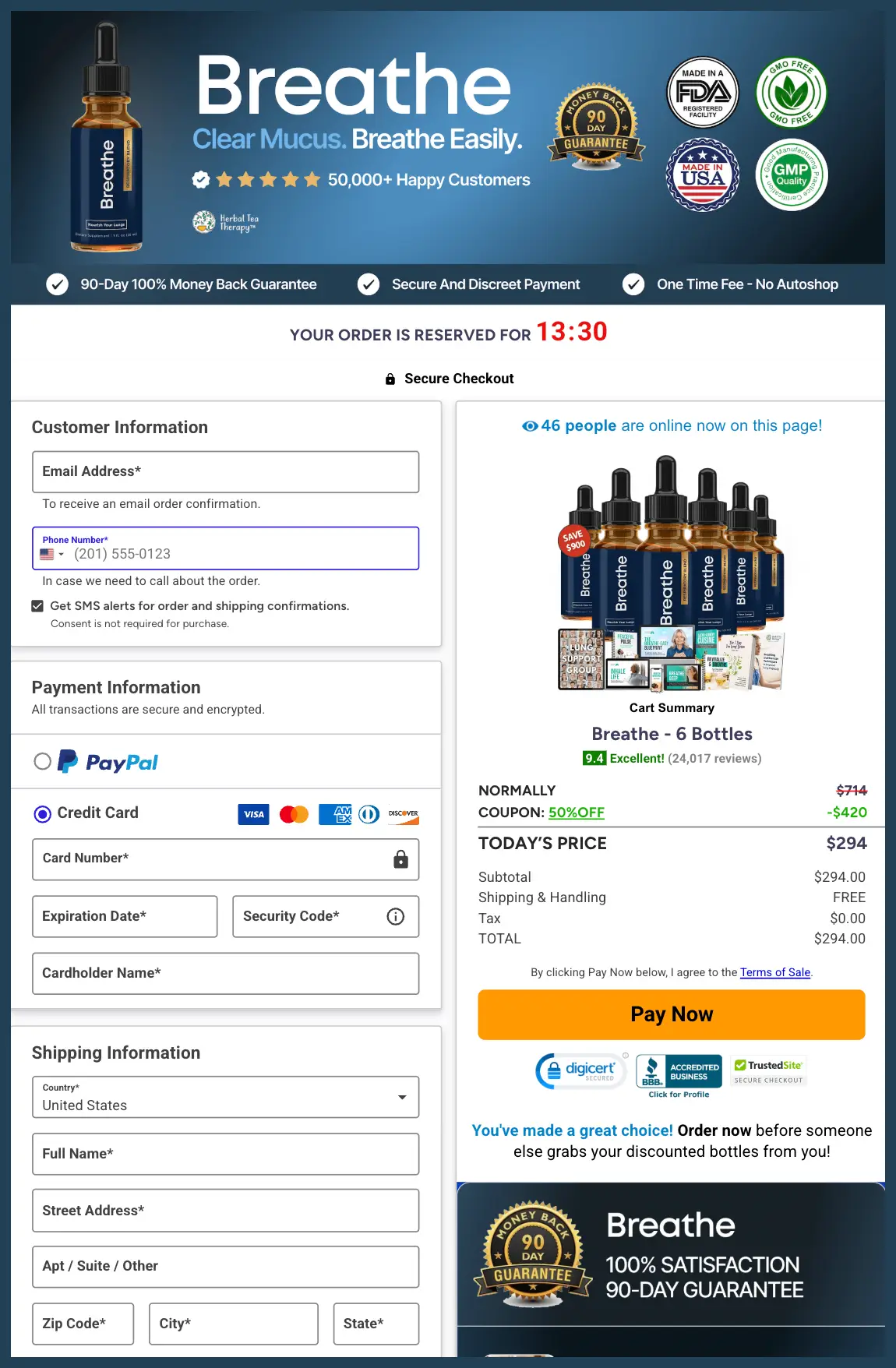Breathe® Official Website Secure Order Page